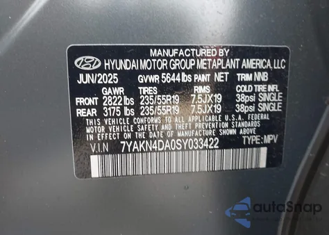 2025 Hyundai Ioniq 5 Sel z USA, uszkodzony, nr VIN 7YAKN4DA0SY033422